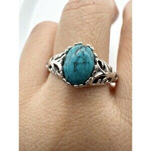 Vintage Designer SETA Southwestern Turquoise Sterling Silver Ring - Sz 9